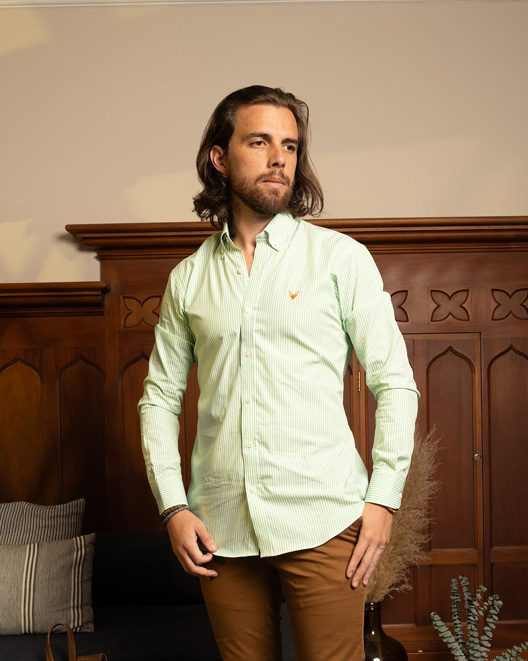 Camisa Lineas Verde Down